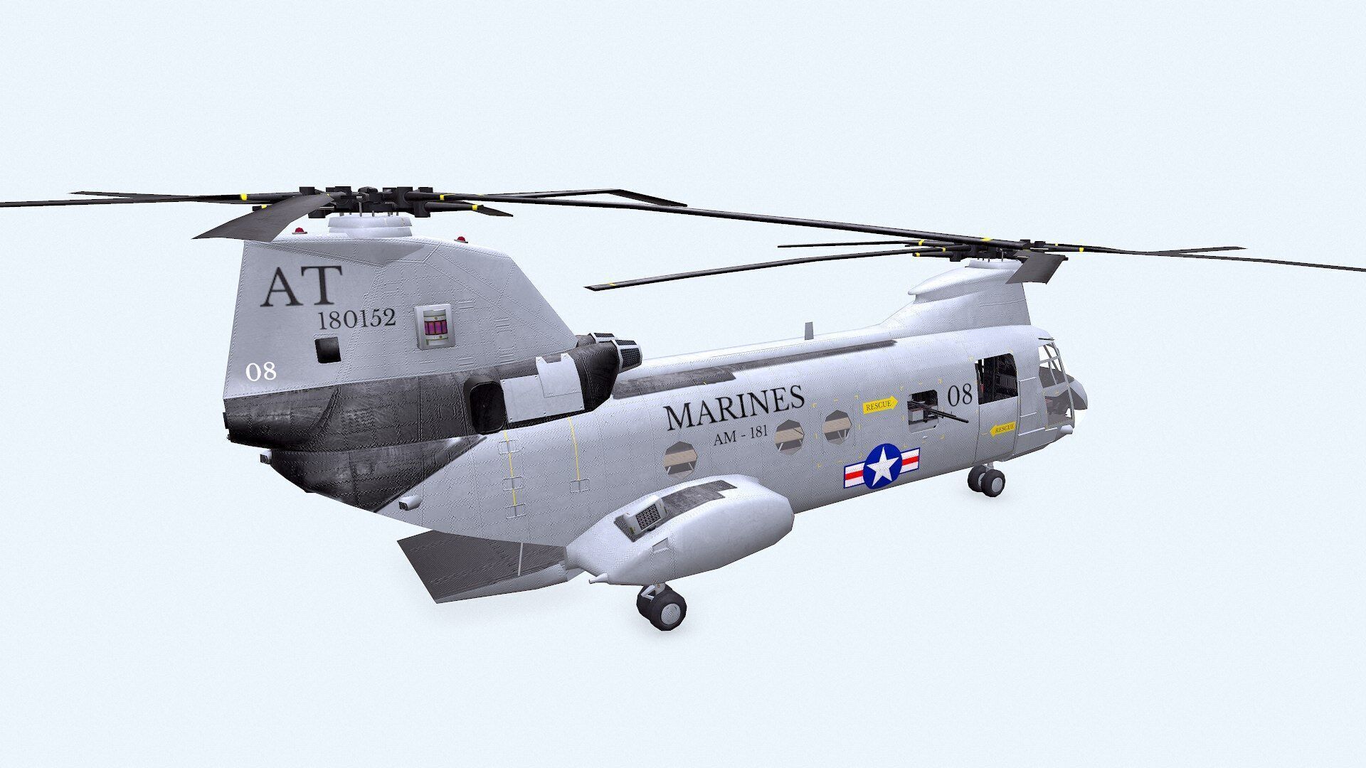 Boeing Vertol CH-46 Sea Knight Low-poly PBR Low-poly 3D model_16
