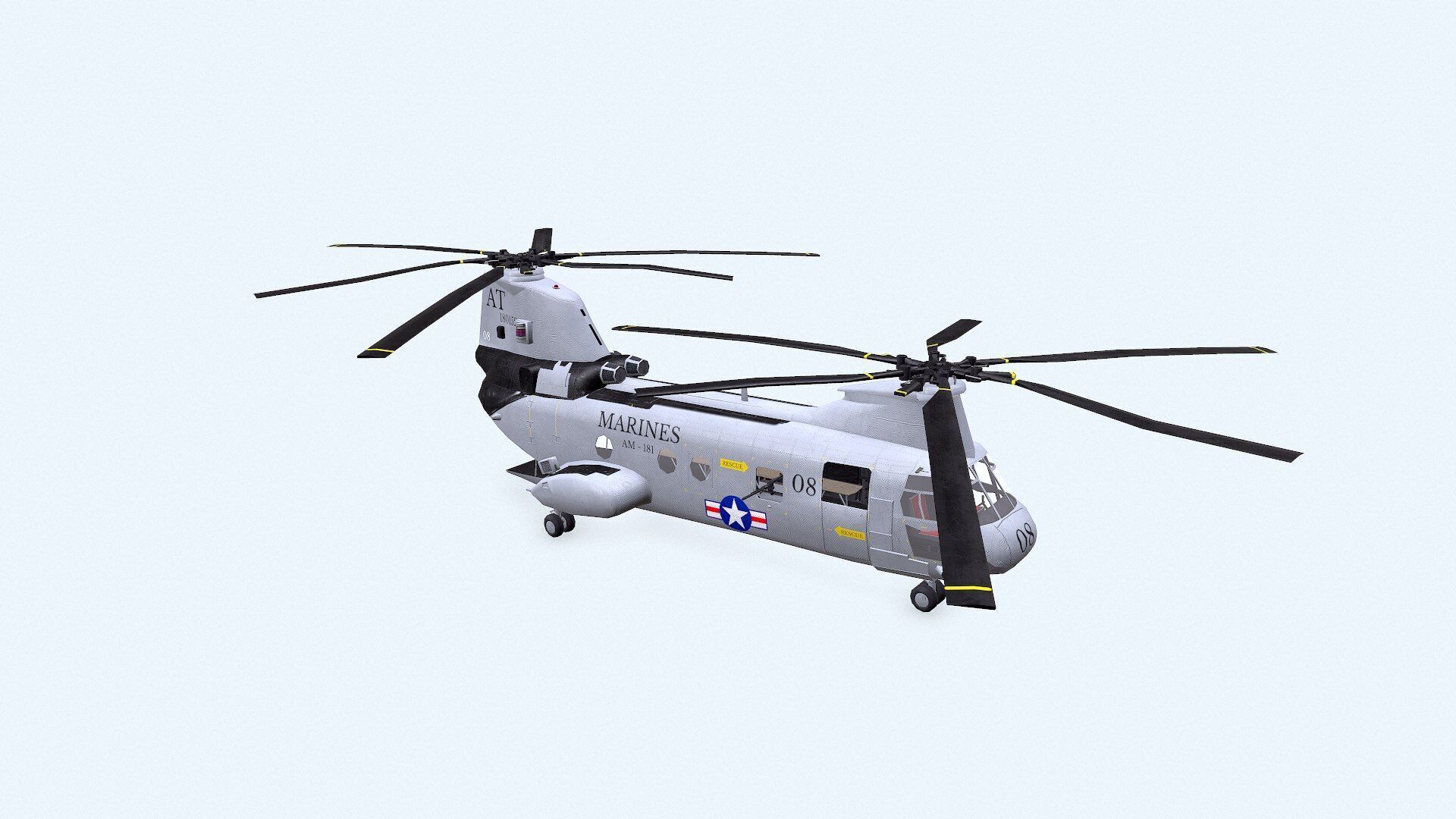 Boeing Vertol CH-46 Sea Knight Low-poly PBR Low-poly 3D model_17