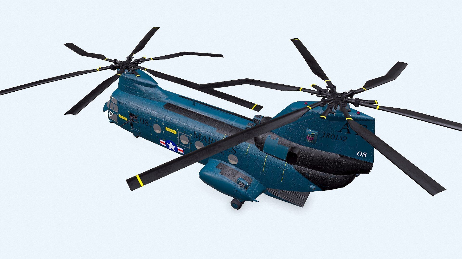 Boeing Vertol CH-46 Sea Knight Low-poly PBR Low-poly 3D model_19