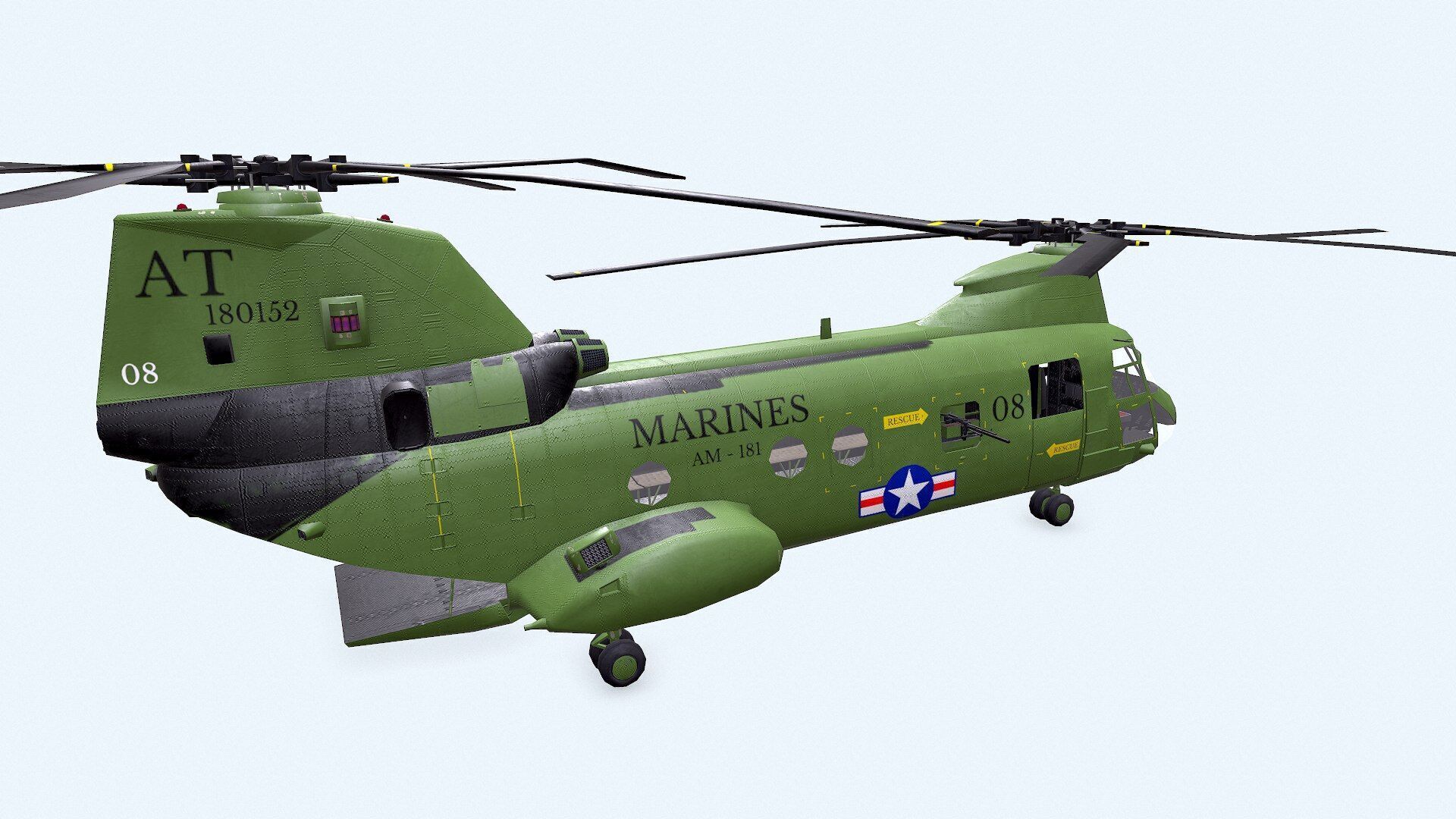 Boeing Vertol CH-46 Sea Knight Low-poly PBR Low-poly 3D model_11
