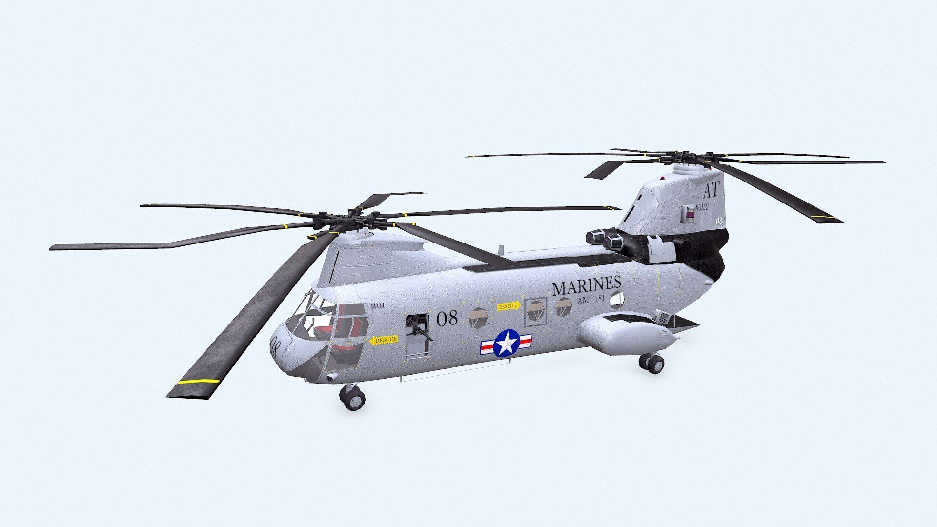Boeing Vertol CH-46 Sea Knight Low-poly PBR Low-poly 3D model_1
