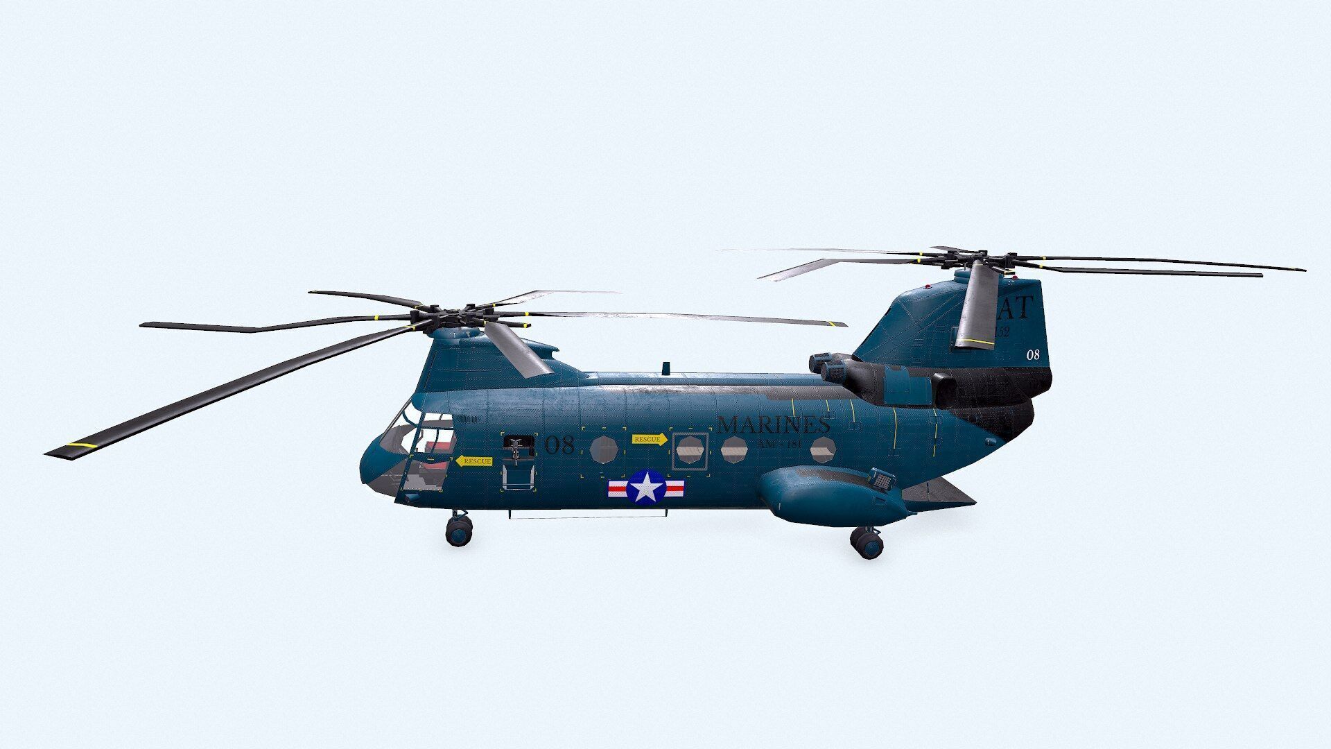 Boeing Vertol CH-46 Sea Knight Low-poly PBR Low-poly 3D model_4