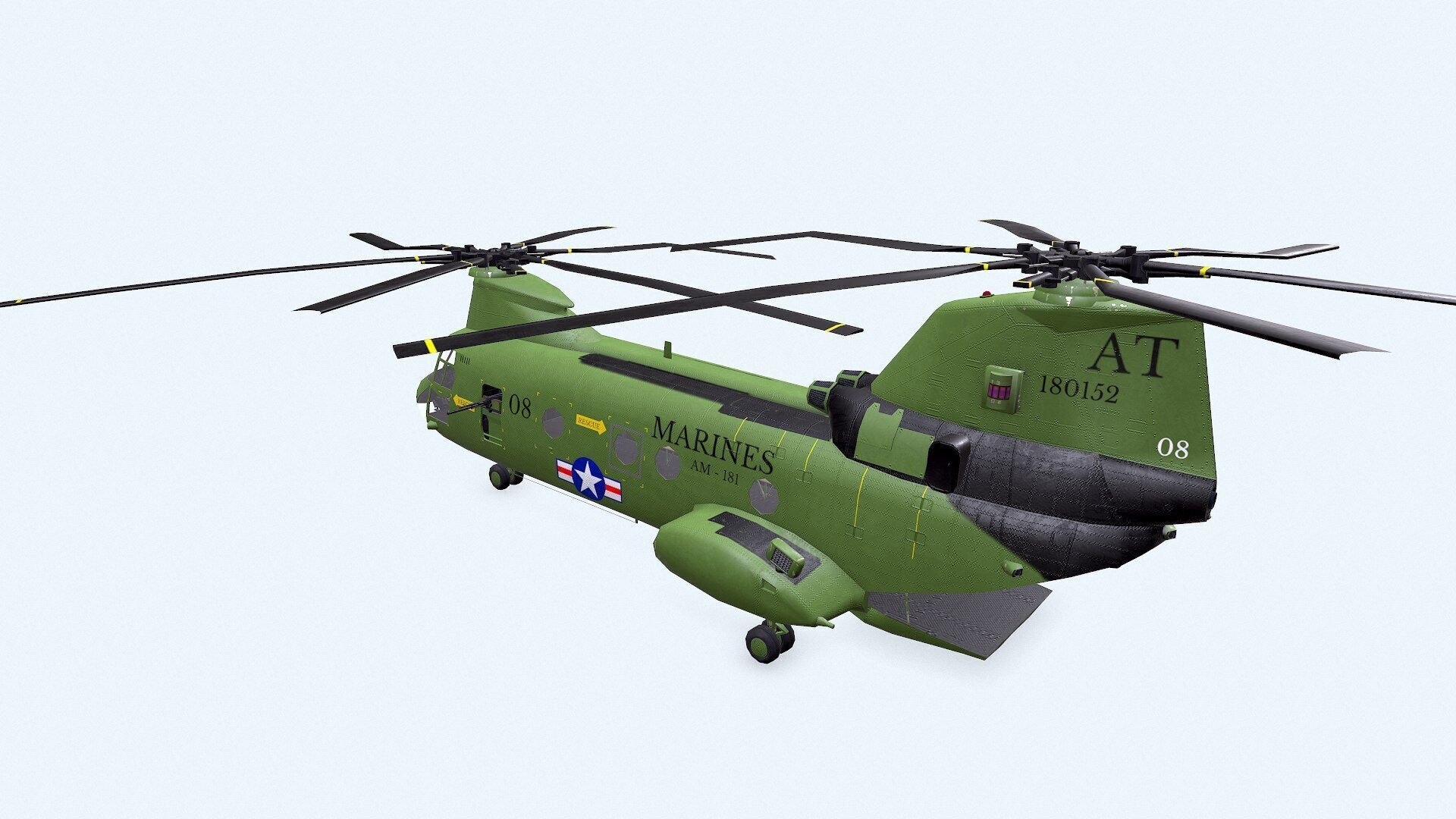 Boeing Vertol CH-46 Sea Knight Low-poly PBR Low-poly 3D model_10