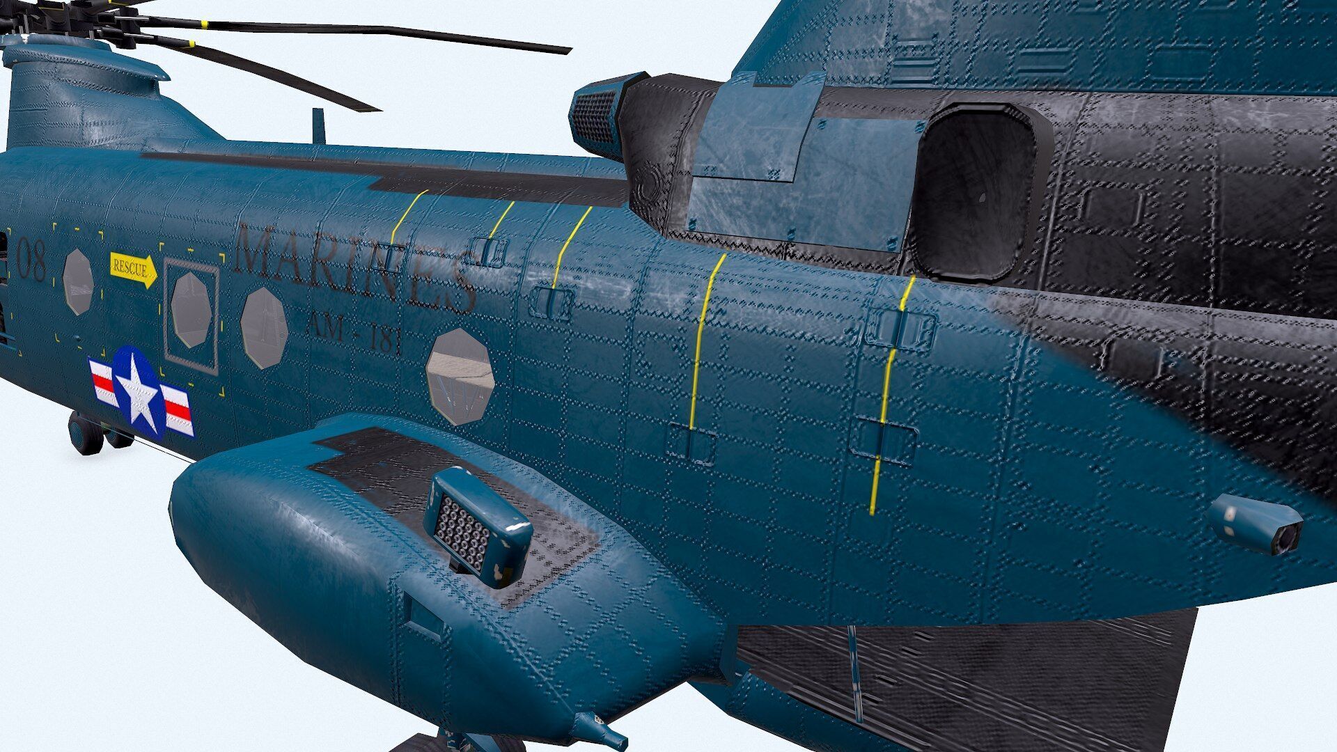 Boeing Vertol CH-46 Sea Knight Low-poly PBR Low-poly 3D model_23