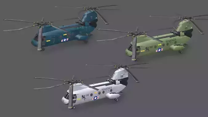 Boeing Vertol CH-46 Sea Knight Low-poly PBR