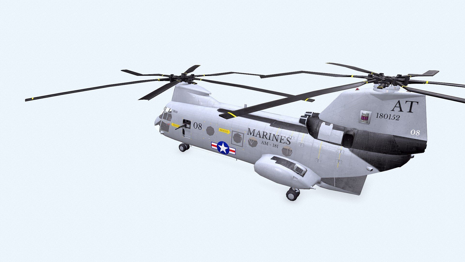 Boeing Vertol CH-46 Sea Knight Low-poly PBR Low-poly 3D model_14
