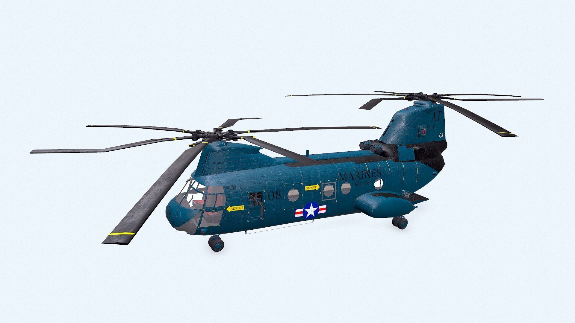 Boeing Vertol CH-46 Sea Knight Low-poly PBR Low-poly 3D model_3