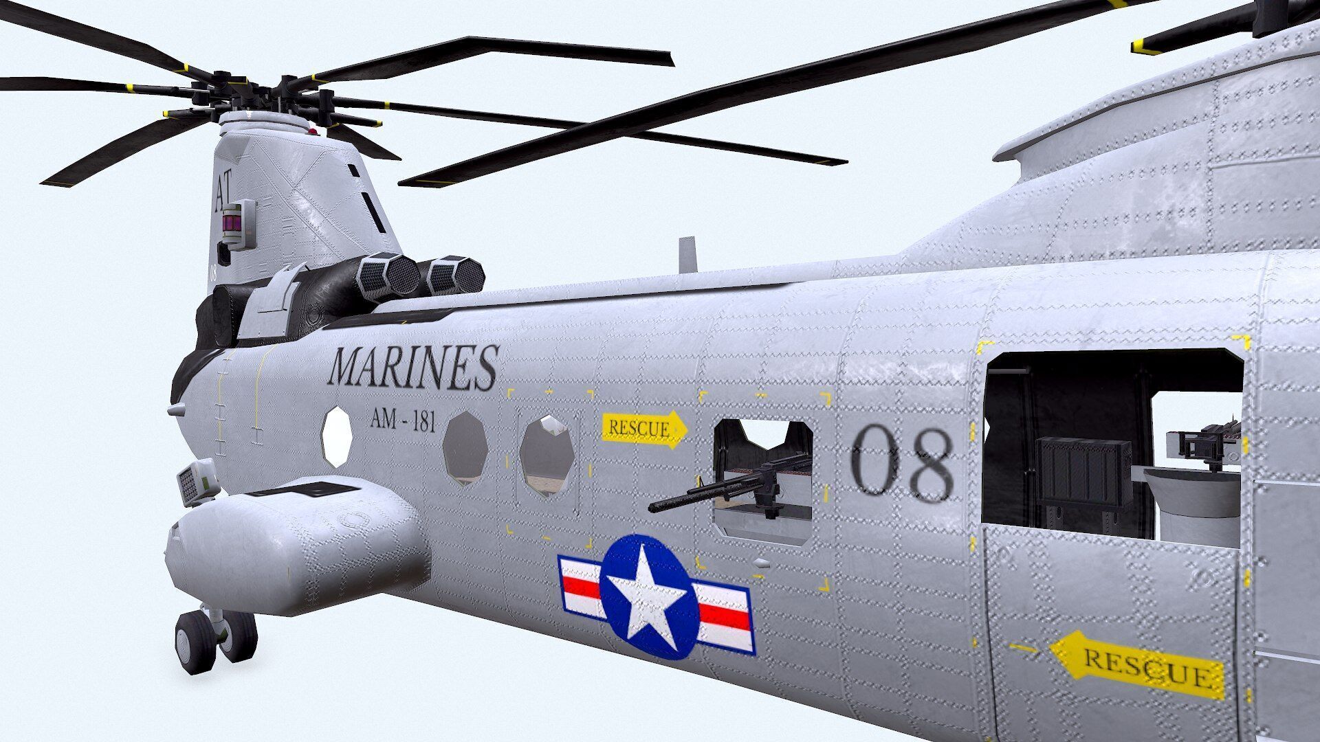 Boeing Vertol CH-46 Sea Knight Low-poly PBR Low-poly 3D model_18