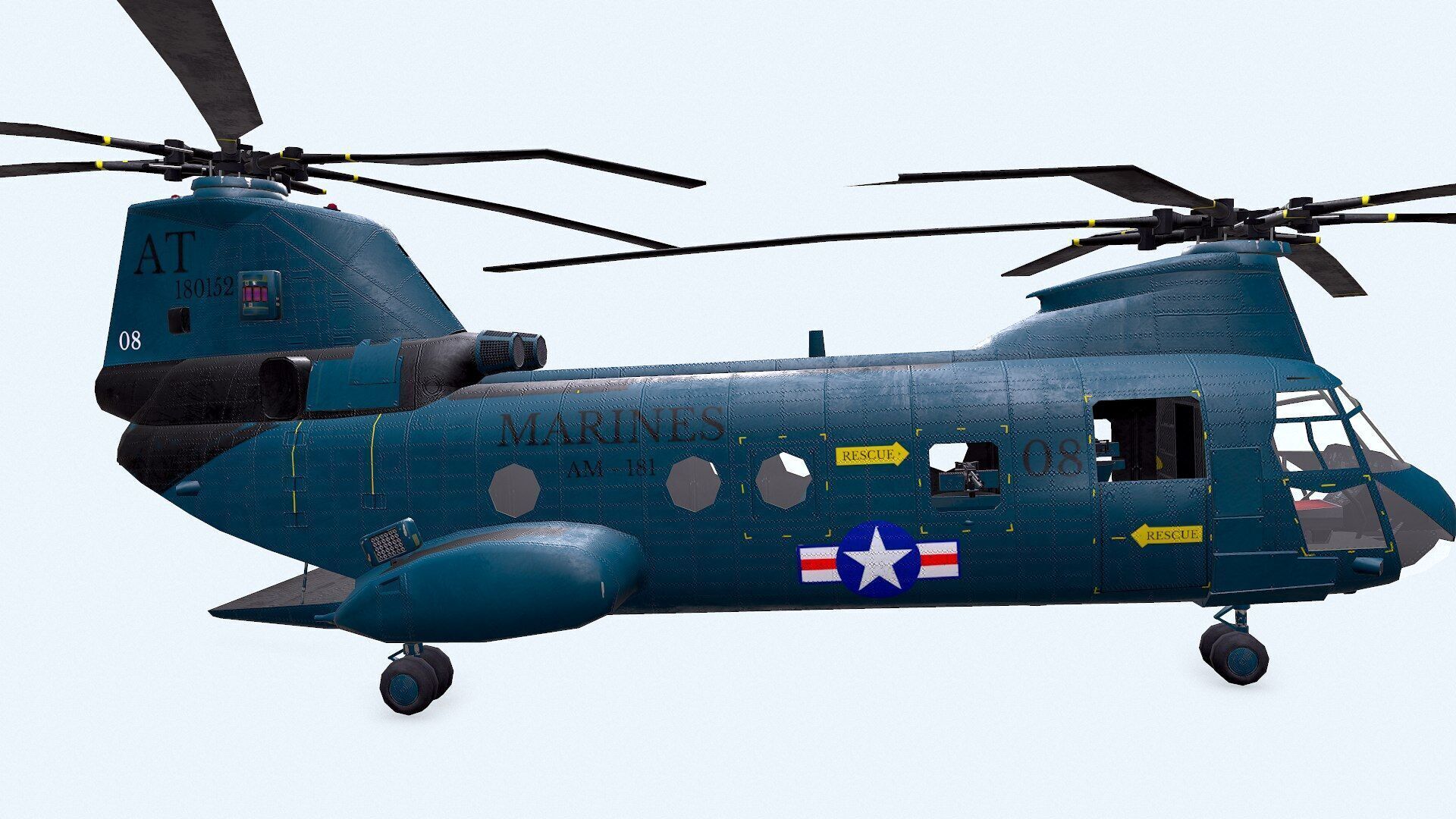 Boeing Vertol CH-46 Sea Knight Low-poly PBR Low-poly 3D model_6