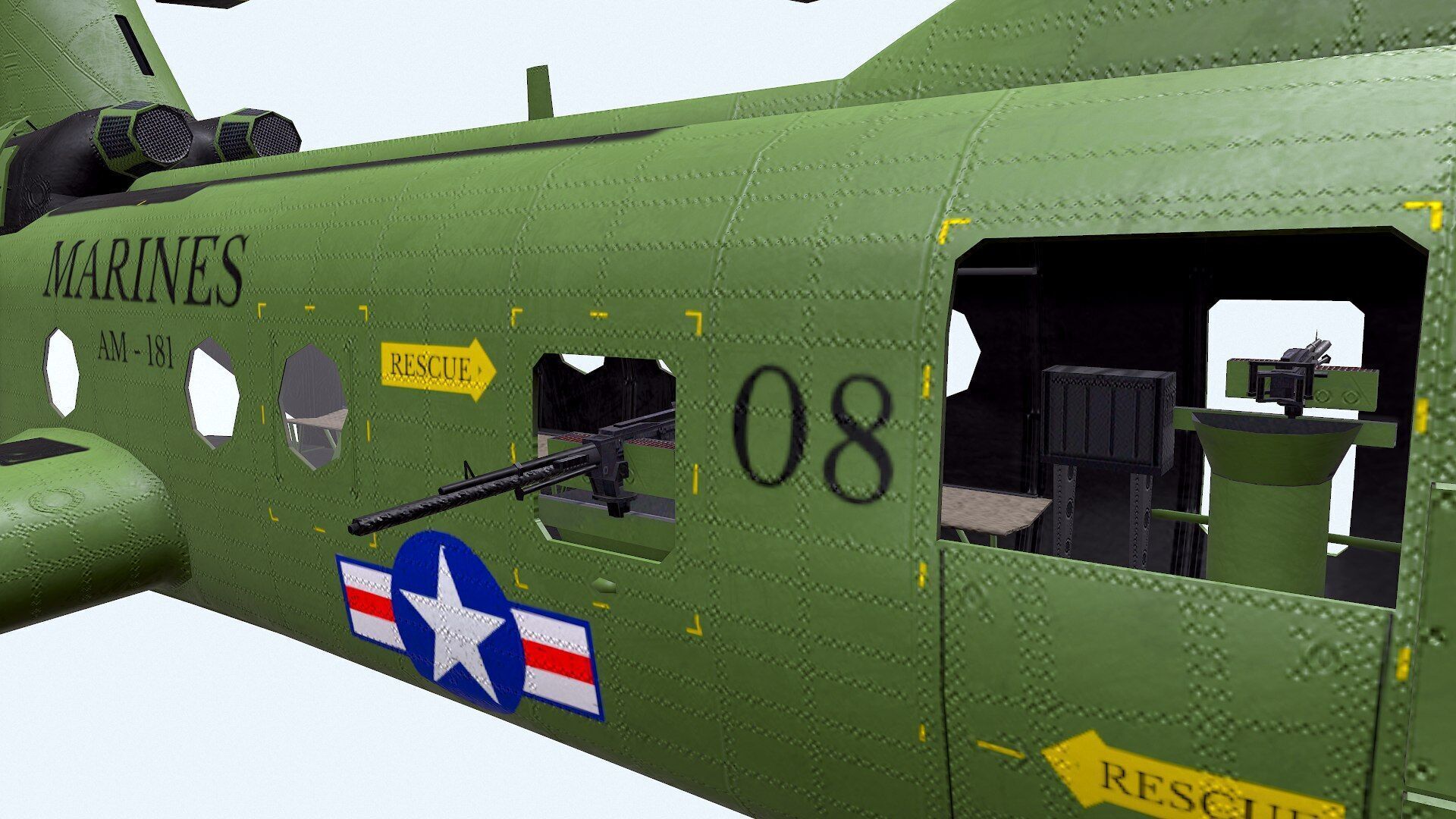 Boeing Vertol CH-46 Sea Knight Low-poly PBR Low-poly 3D model_12