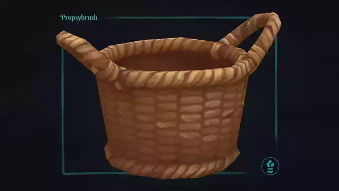 Stylized Wicker Basket Prop - Game-Ready Hand-Painted Asset -