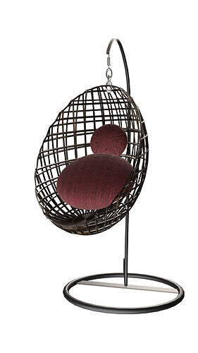 Hanging Net Chair with Lounge Sofa Base  Low-poly 3D model