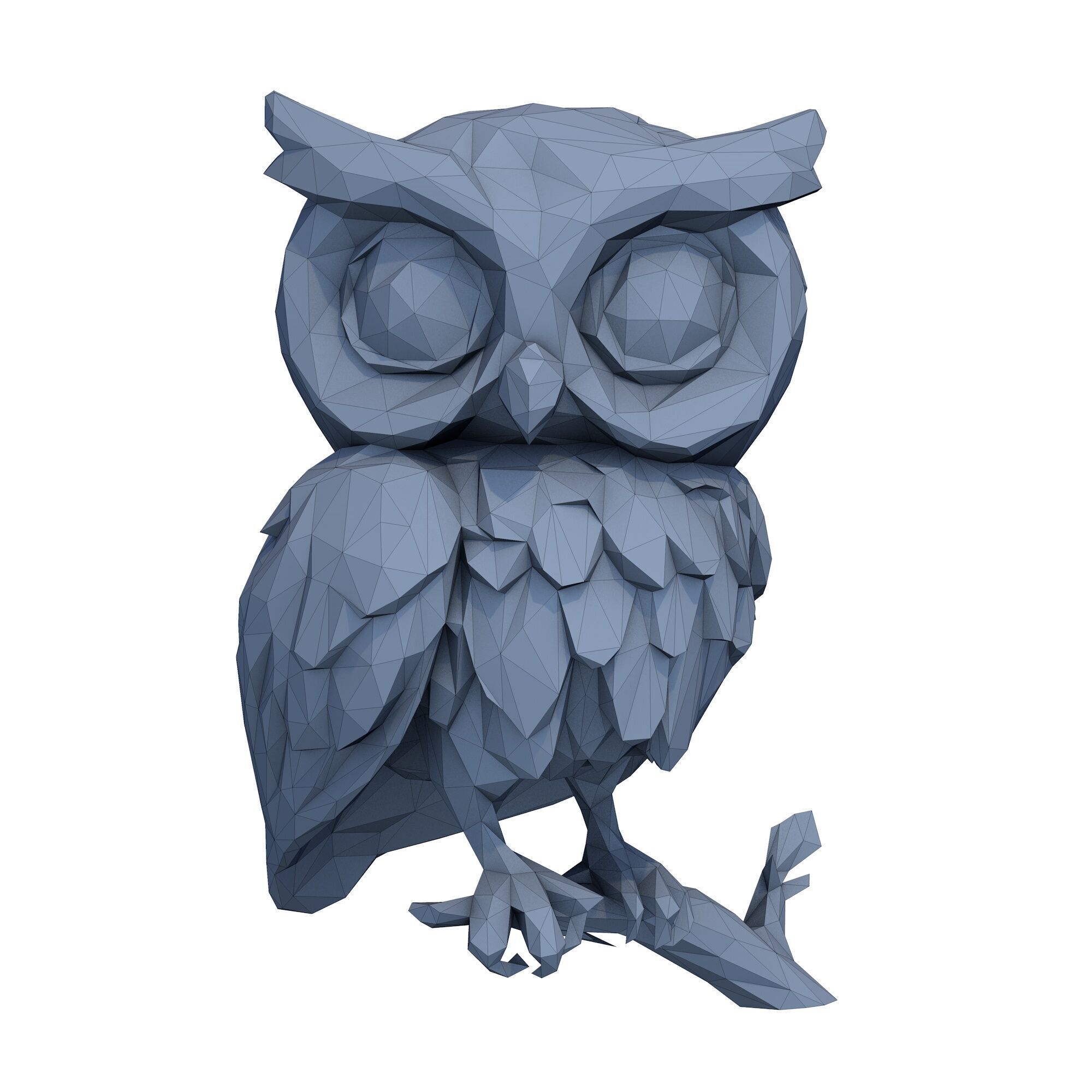 Owl Low Poly 3D print model_5
