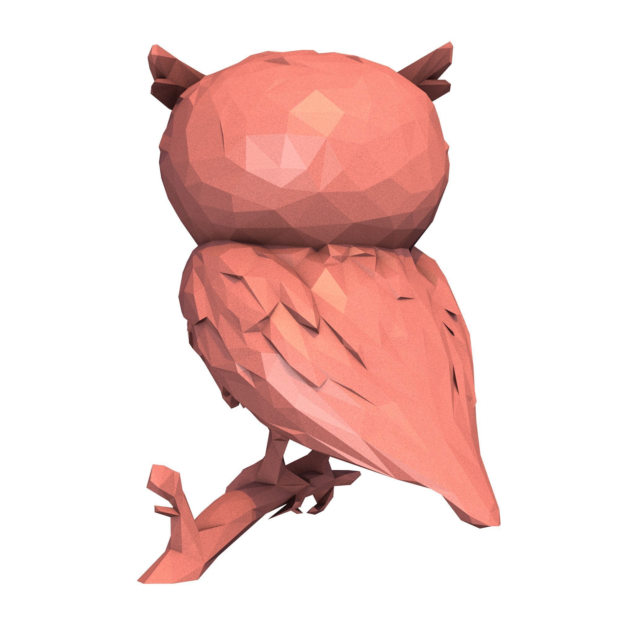 Owl Low Poly 3D print model_3