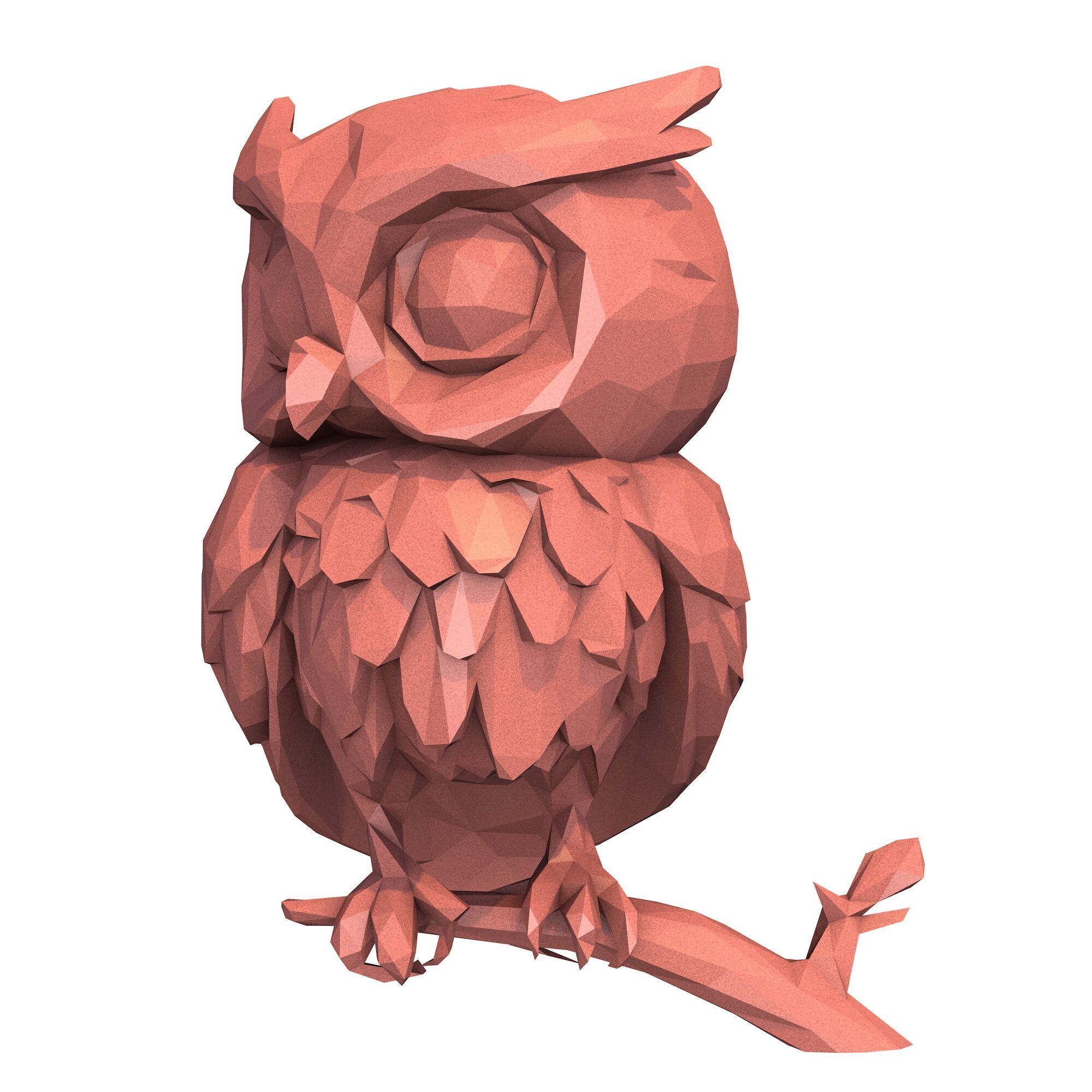 Owl Low Poly 3D print model_1