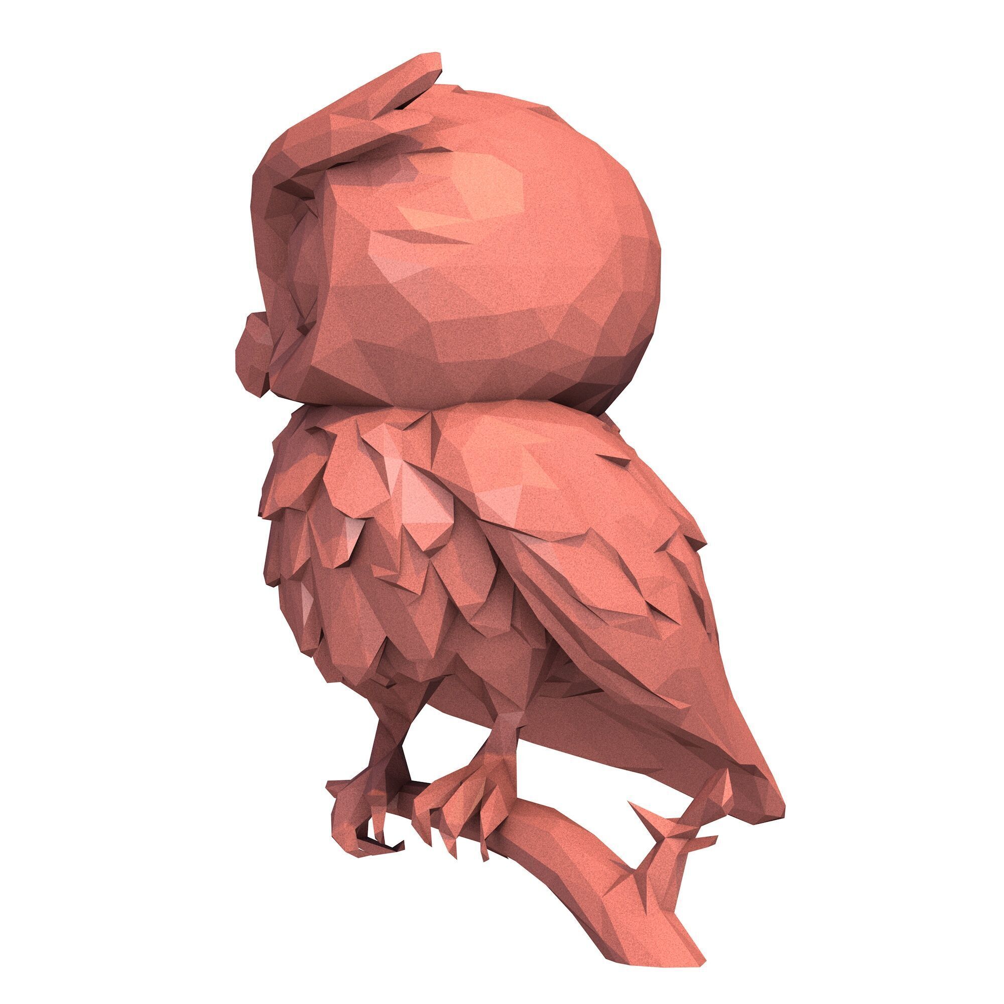 Owl Low Poly 3D print model_2