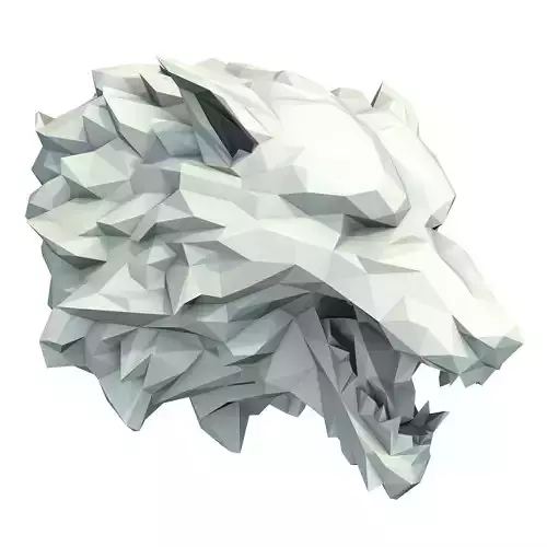 Wolf Head Sculpture Low Poly