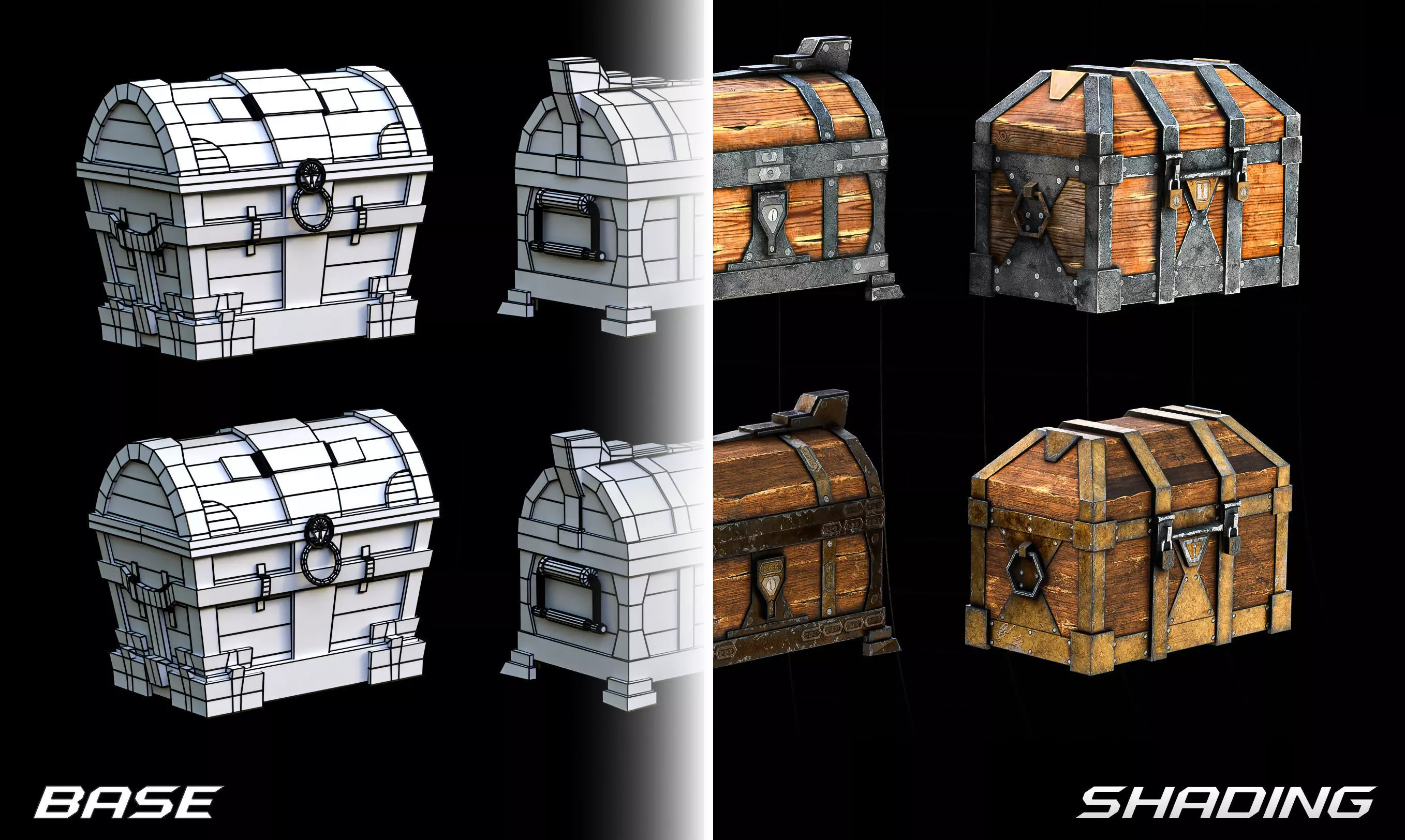 Low Poly Wooden Chests Pack Low-poly 3D model