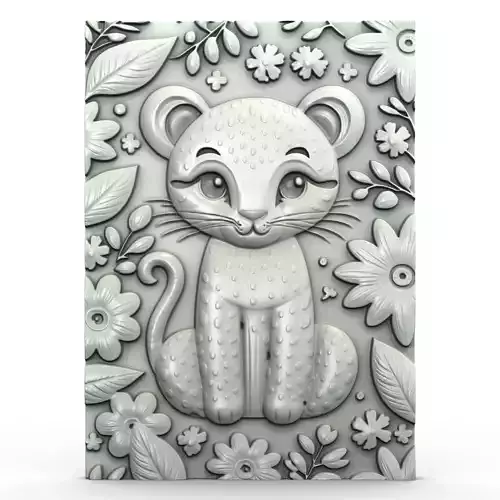 Floral Leopard Poster Home Decor Wall Art 3D print model