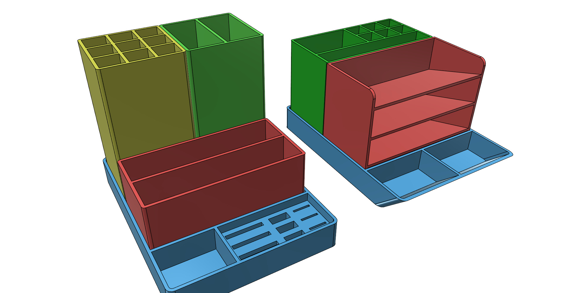 Small office desk organizer rebuildable 3D print model_10