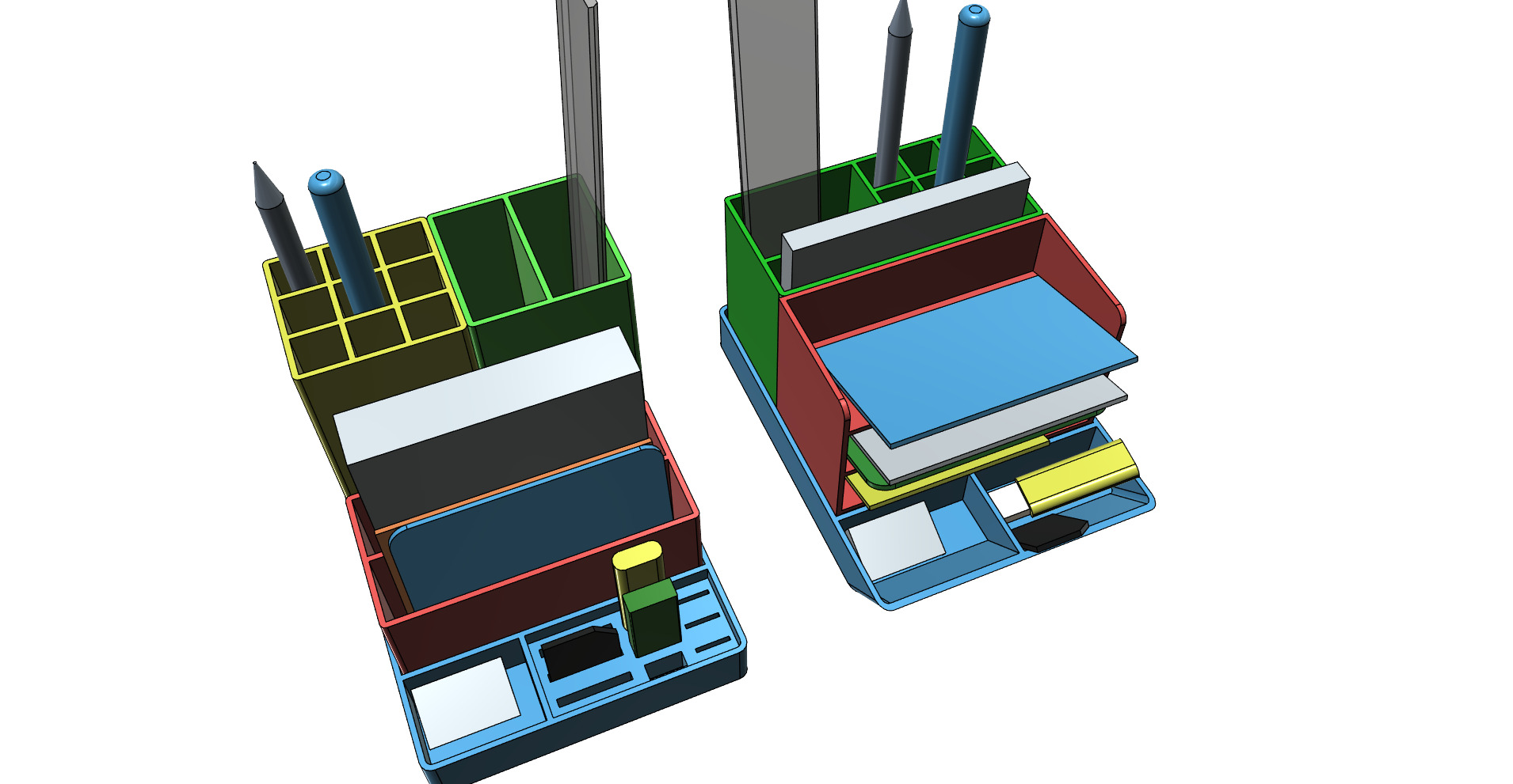 Small office desk organizer rebuildable 3D print model_8