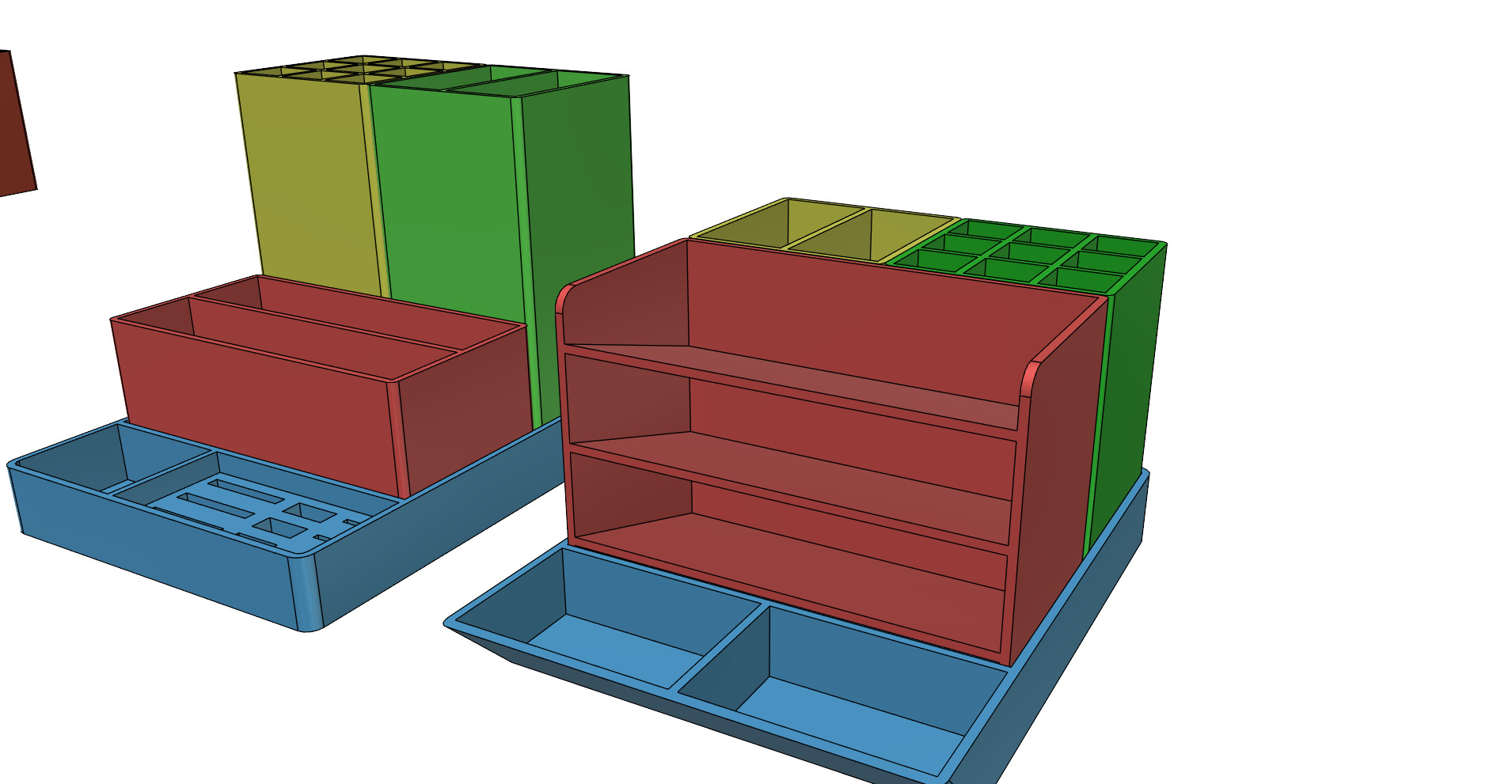 Small office desk organizer rebuildable 3D print model_5