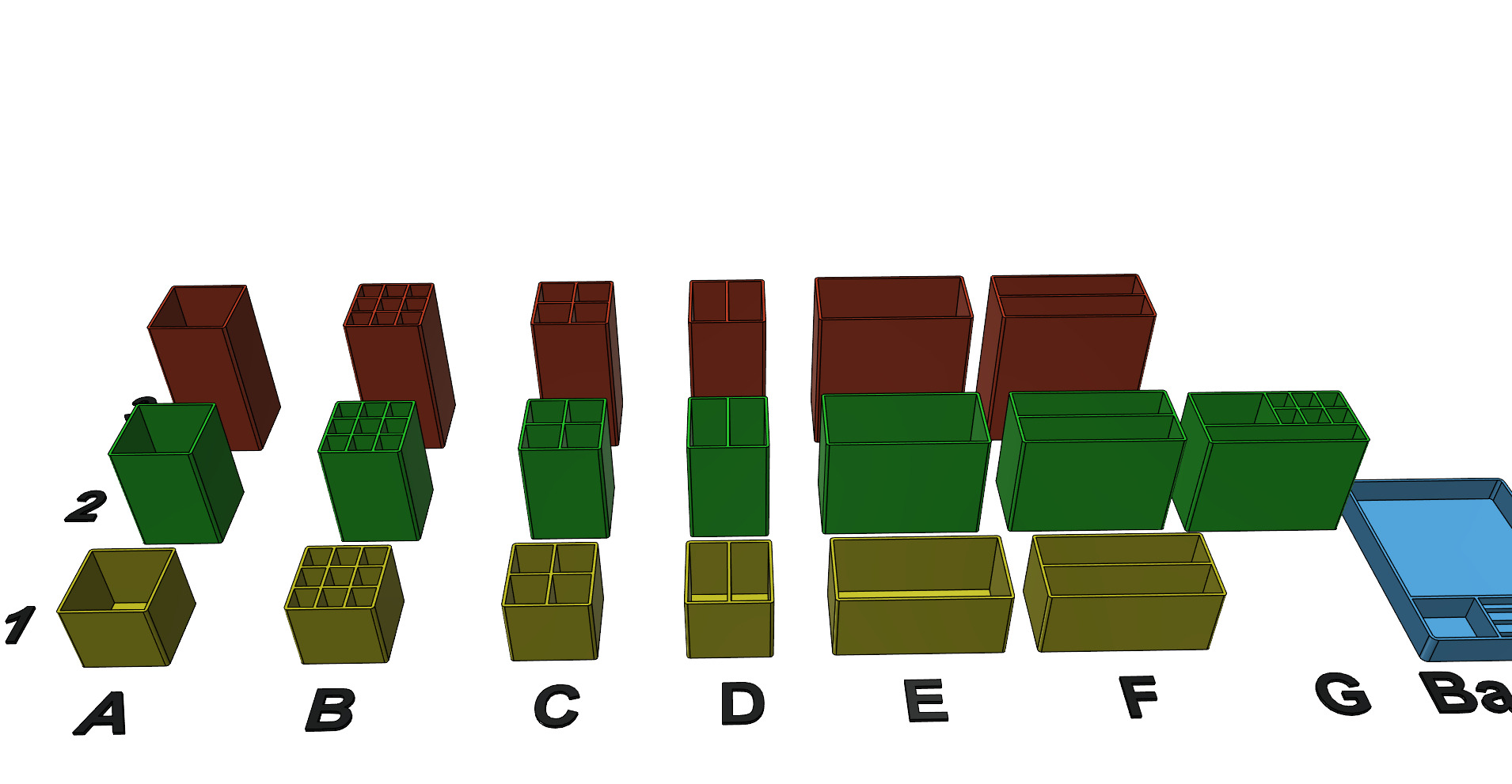 Small office desk organizer rebuildable 3D print model_2