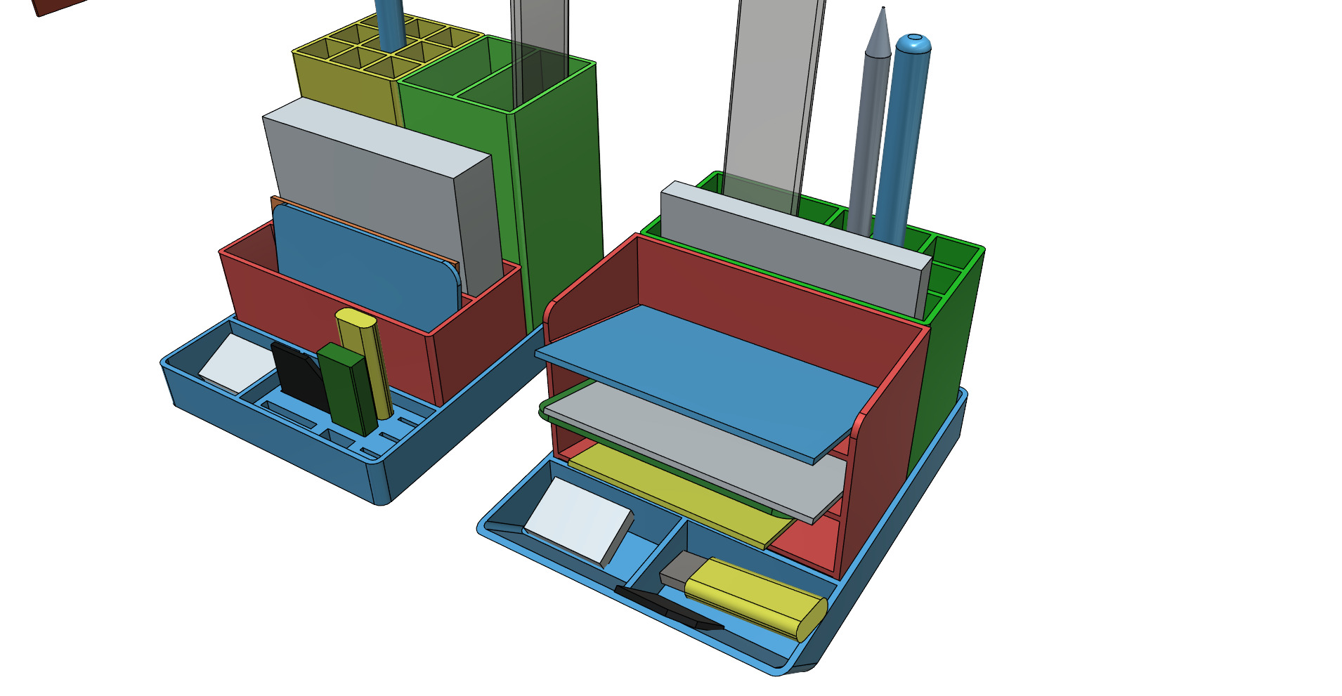 Small office desk organizer rebuildable 3D print model_9