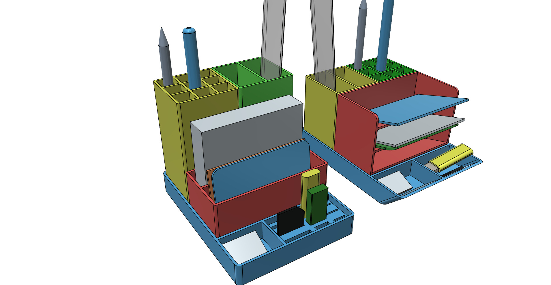 Small office desk organizer rebuildable 3D print model_3