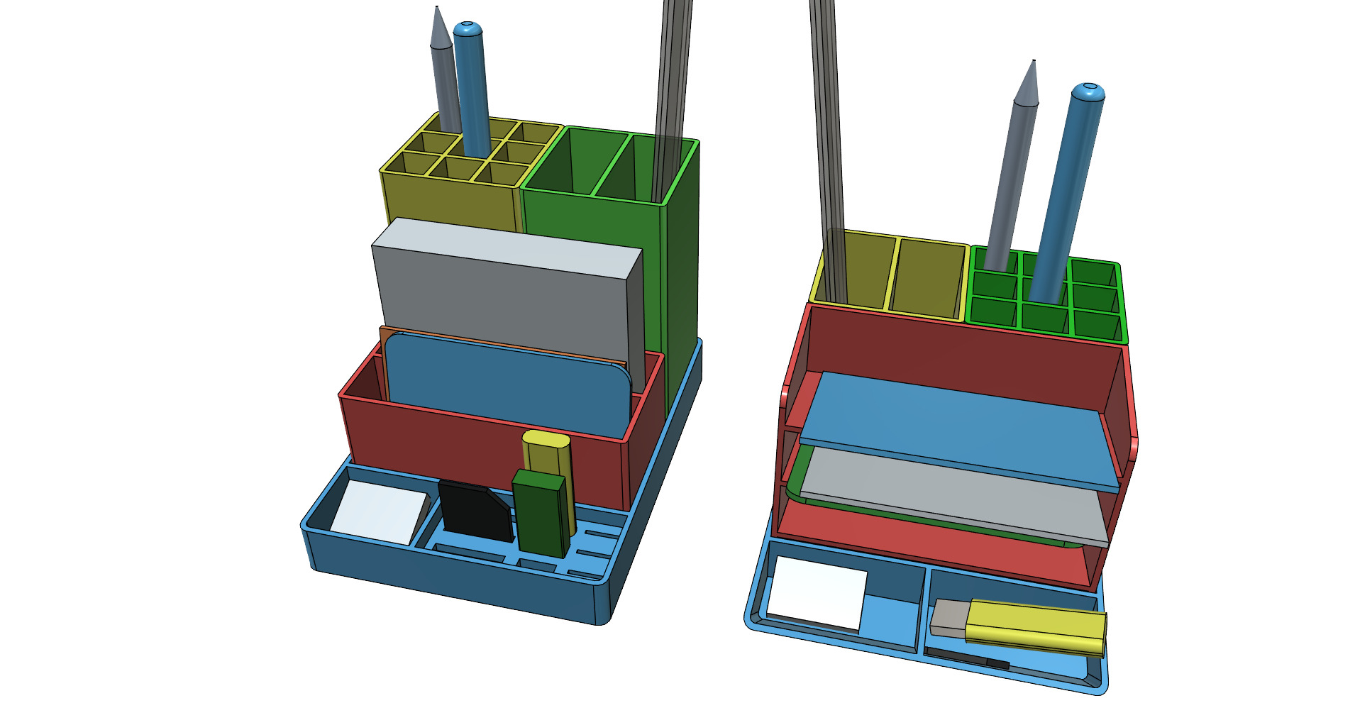 Small office desk organizer rebuildable 3D print model_4