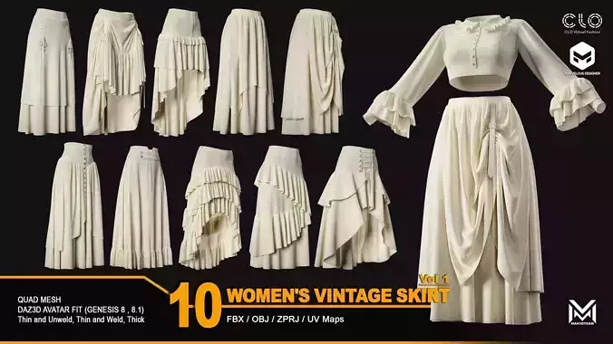 10 Women Vintage Skirt-VOL1