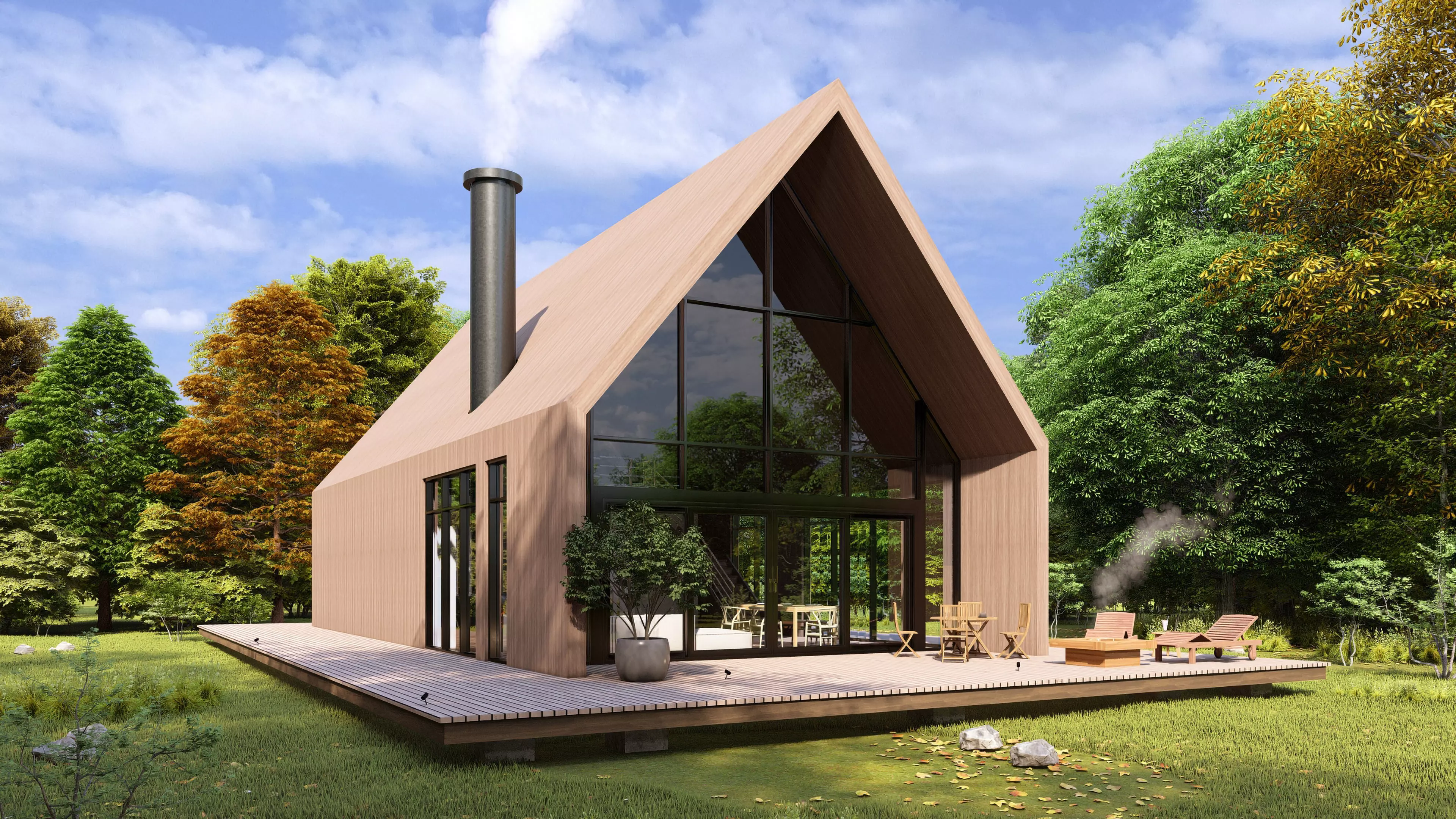 Modern A-Frame Cabin Low-poly 3D model
