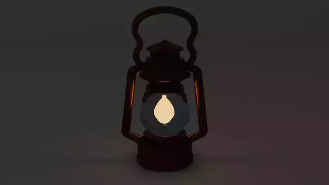 Antique Oil Lantern  Low Poly 3D Model