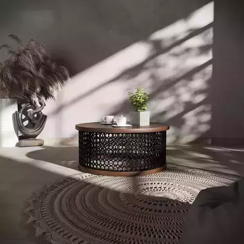 Vara Wooden and Iron Base Coffee Table