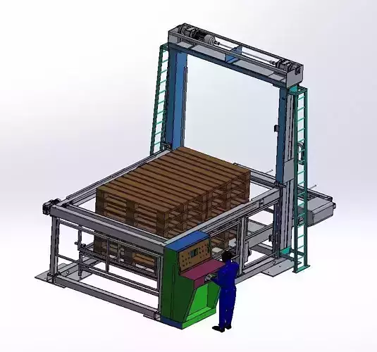  Industrial Automatic Palletizing Machine with Operator Panel 3D model