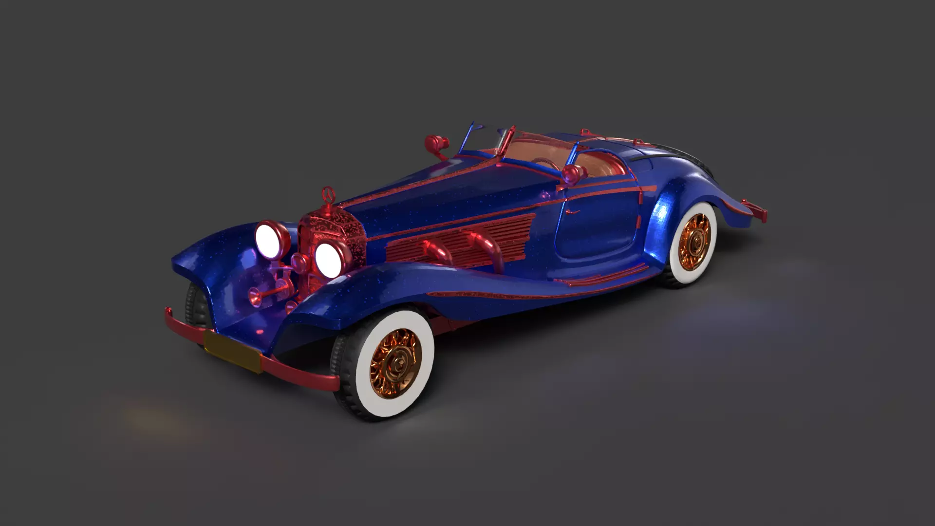 Chinese blue classic car 3D model