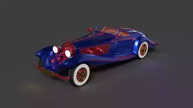 Chinese blue classic car   3D model
