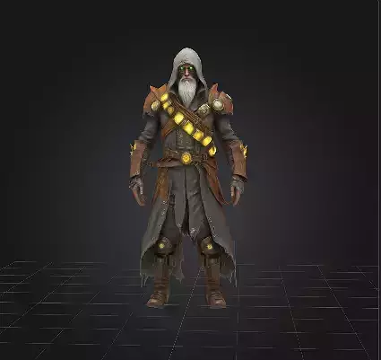 Stylized Dark Wizard Character  Game-Ready 3D Model 
