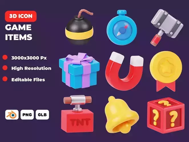  Game Items Vol 1 3D Icon Pack