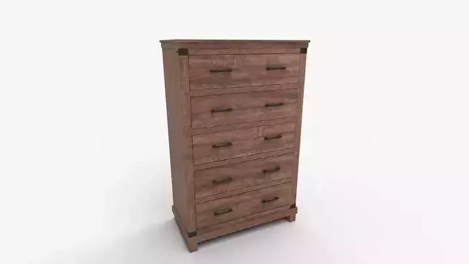 Tall Farmhouse Five Drawer Wood Dresser