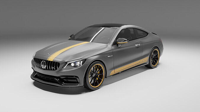MERCEDES BENZ C63 COUPE YELLOW STRIPED 3D model