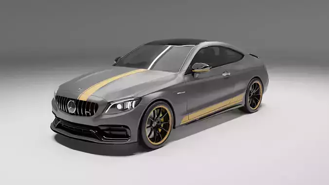 MERCEDES BENZ C63 COUPE YELLOW STRIPED