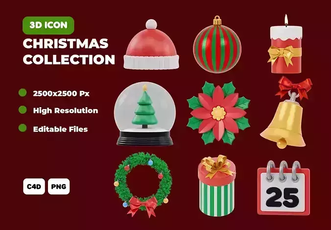  Christmas Collection 3D Icon Pack