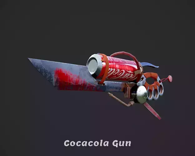 coca cola stylized low poly gun for game 