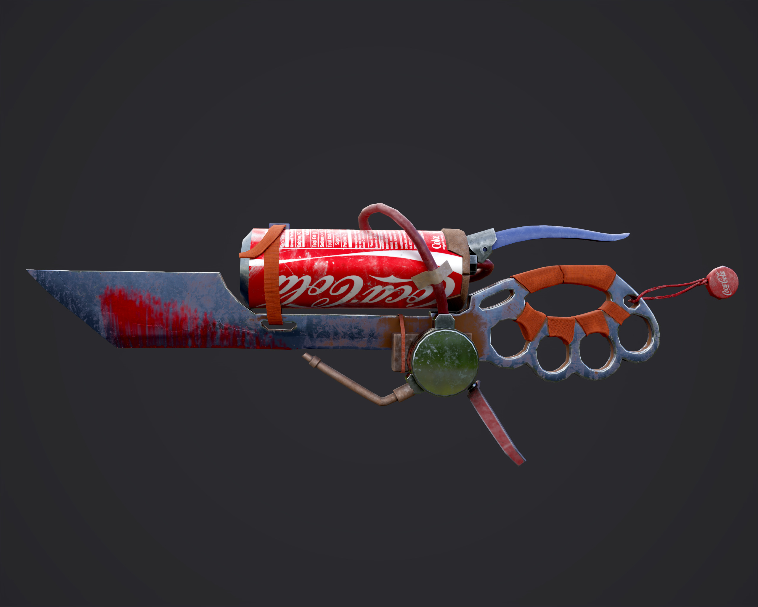 coca cola stylized low poly gun for game  Low-poly 3D model_2