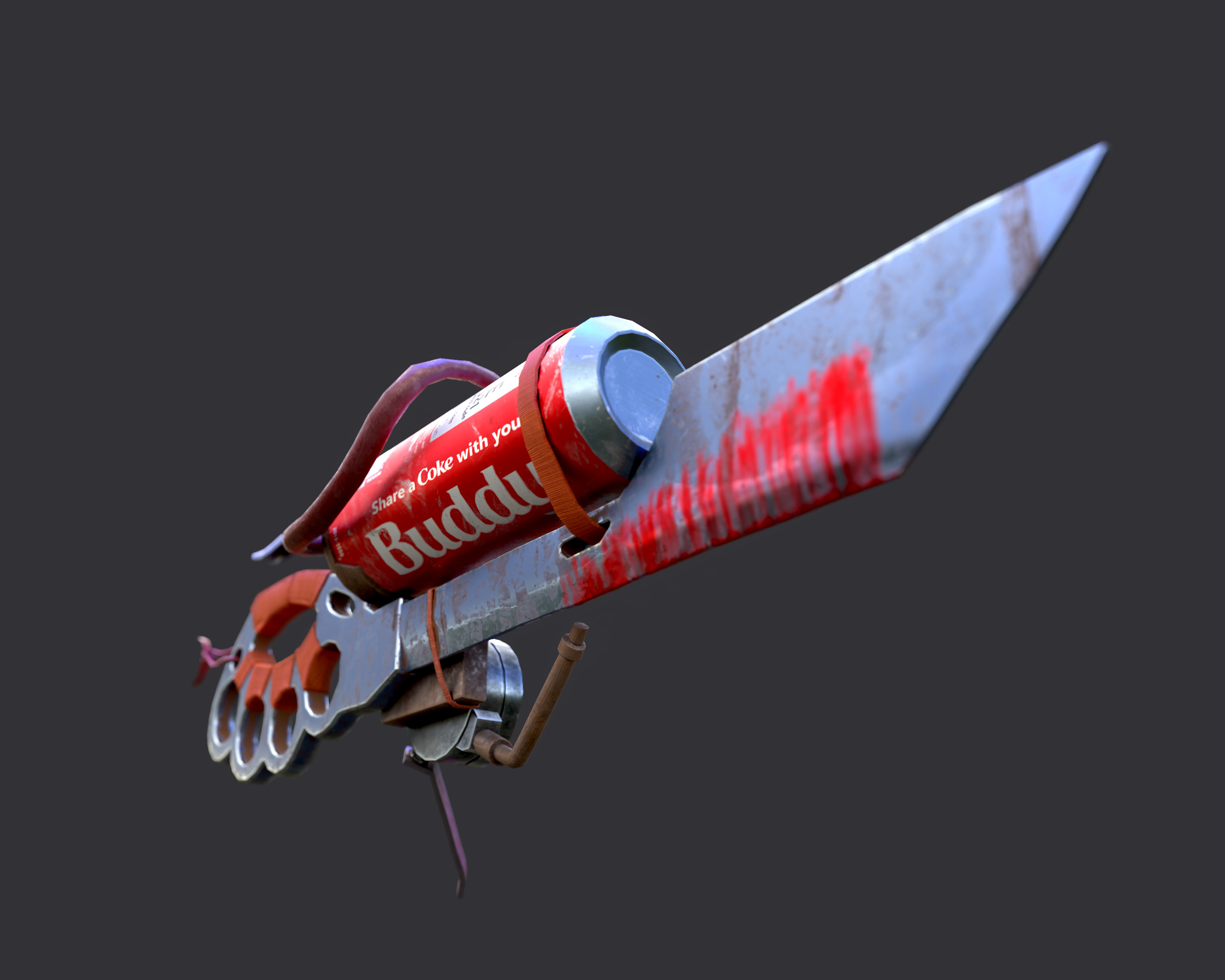 coca cola stylized low poly gun for game  Low-poly 3D model_3