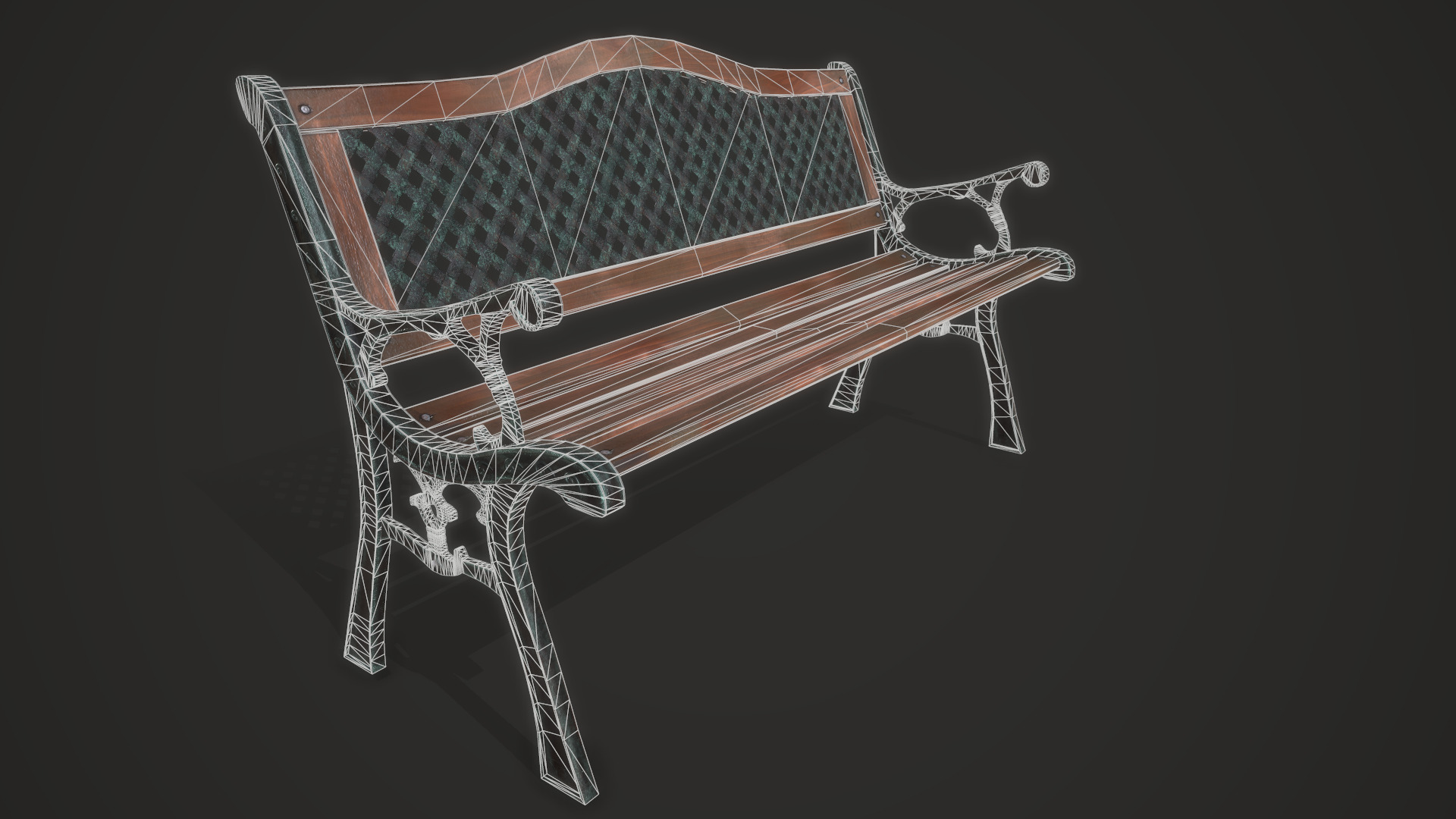Park Bench Low-poly 3D model_2