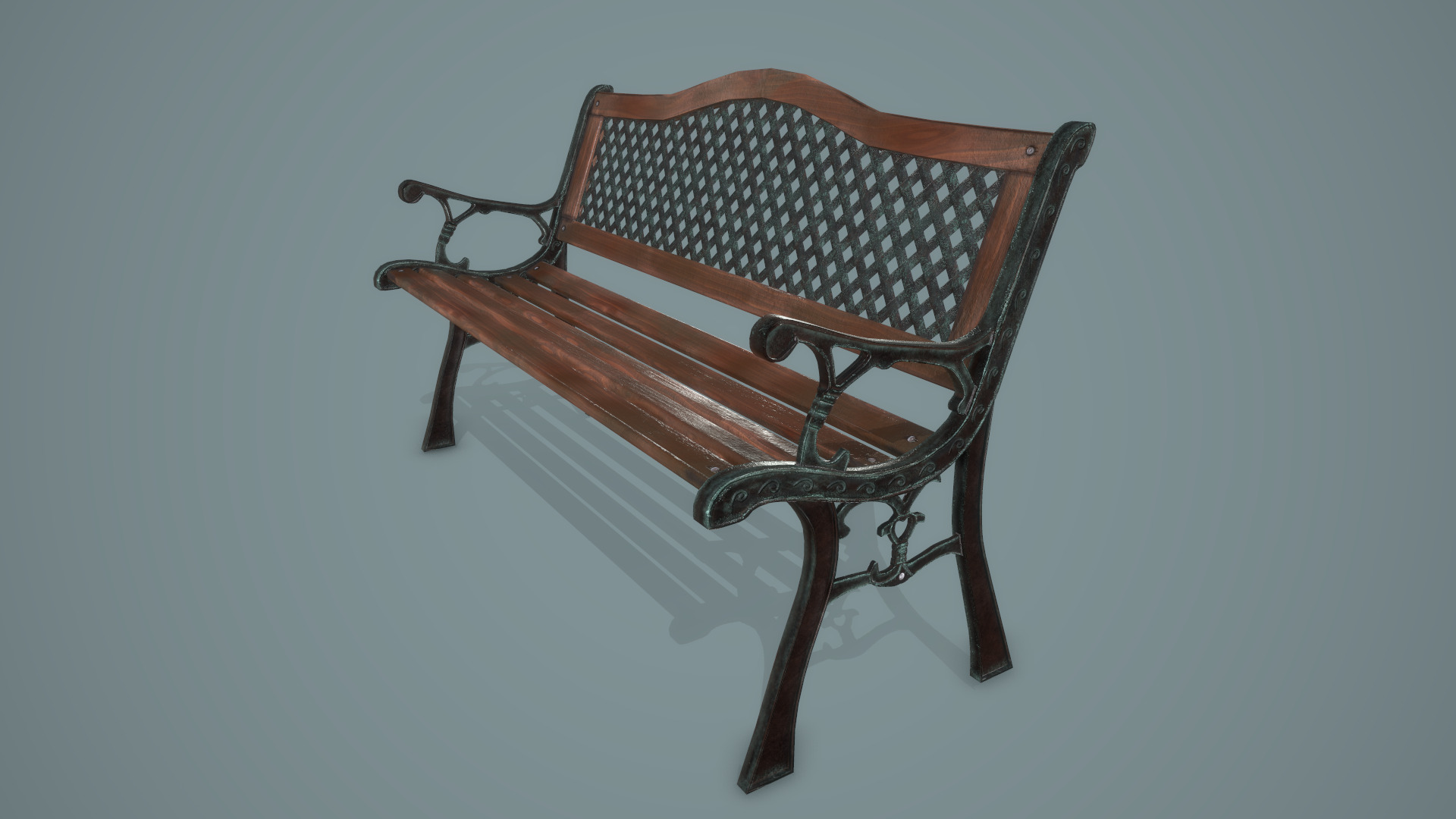 Park Bench Low-poly 3D model_1