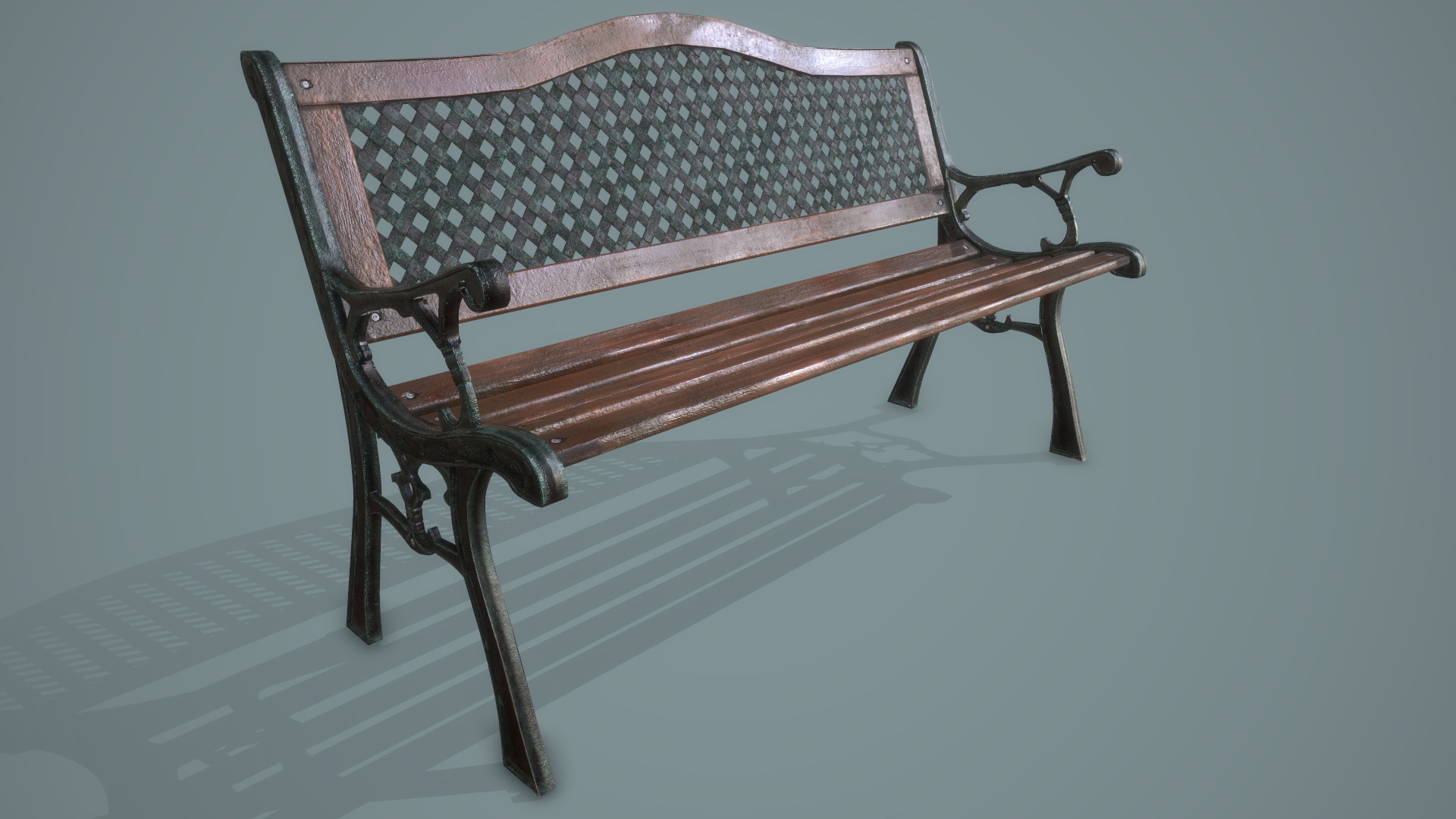 Park Bench Low-poly 3D model_4
