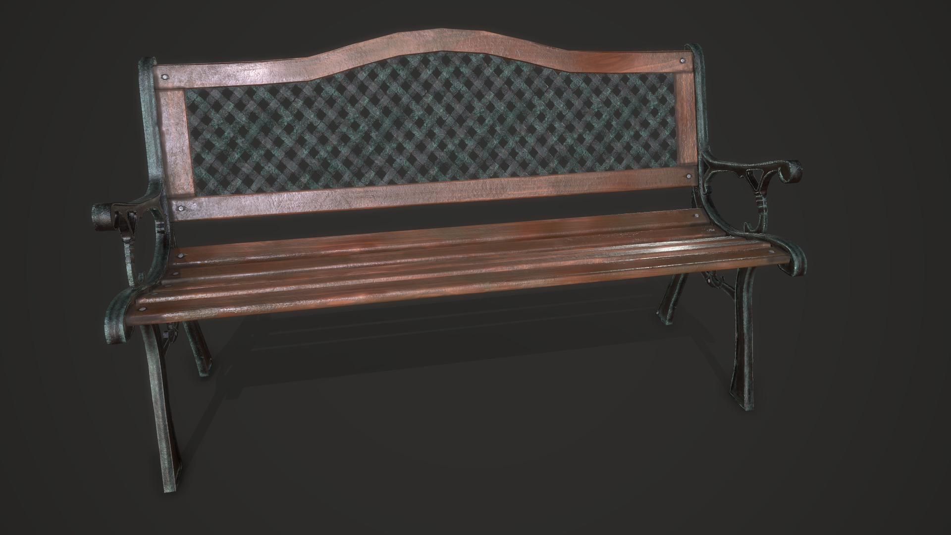 Park Bench Low-poly 3D model_3